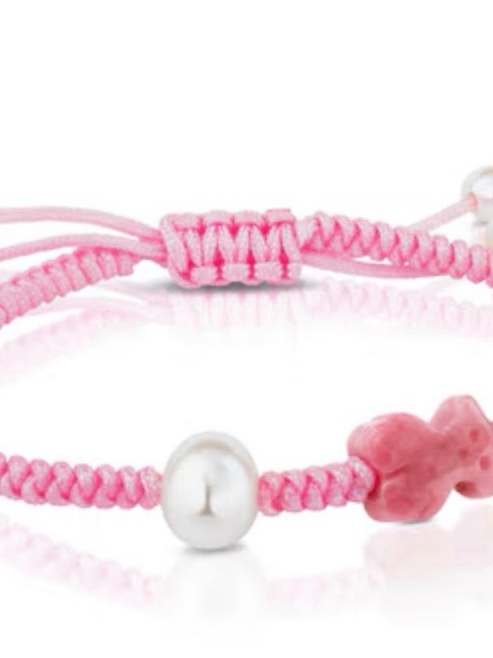 RHODONITE AND PEARL TIBET BRACELET WITH BEAR MOTIF